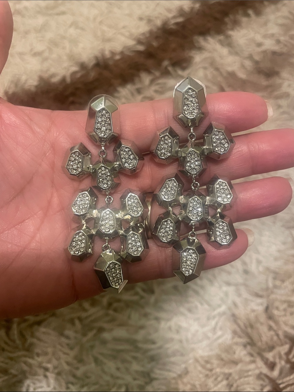 Silver Crystal Chandelier Drop Earrings - Women Jewelry
